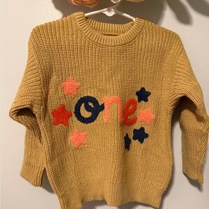 Yellow Knit Sweater with Star Design